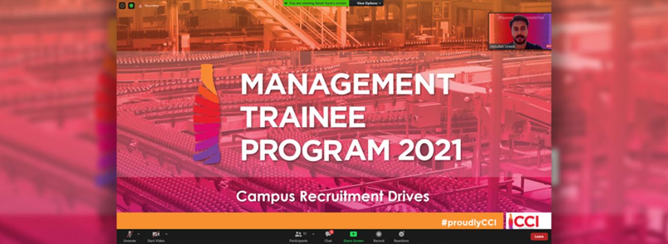Management Trainee Program 2021 written in white over a pink background 