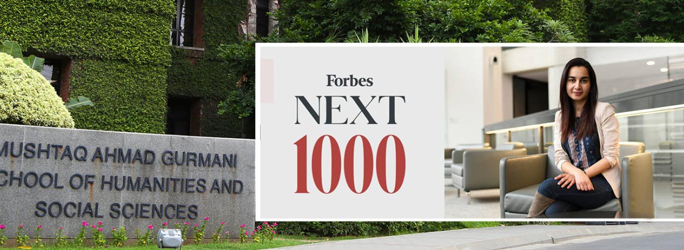 Forbes Next 1000 written next to a picture of Fiza Farhan