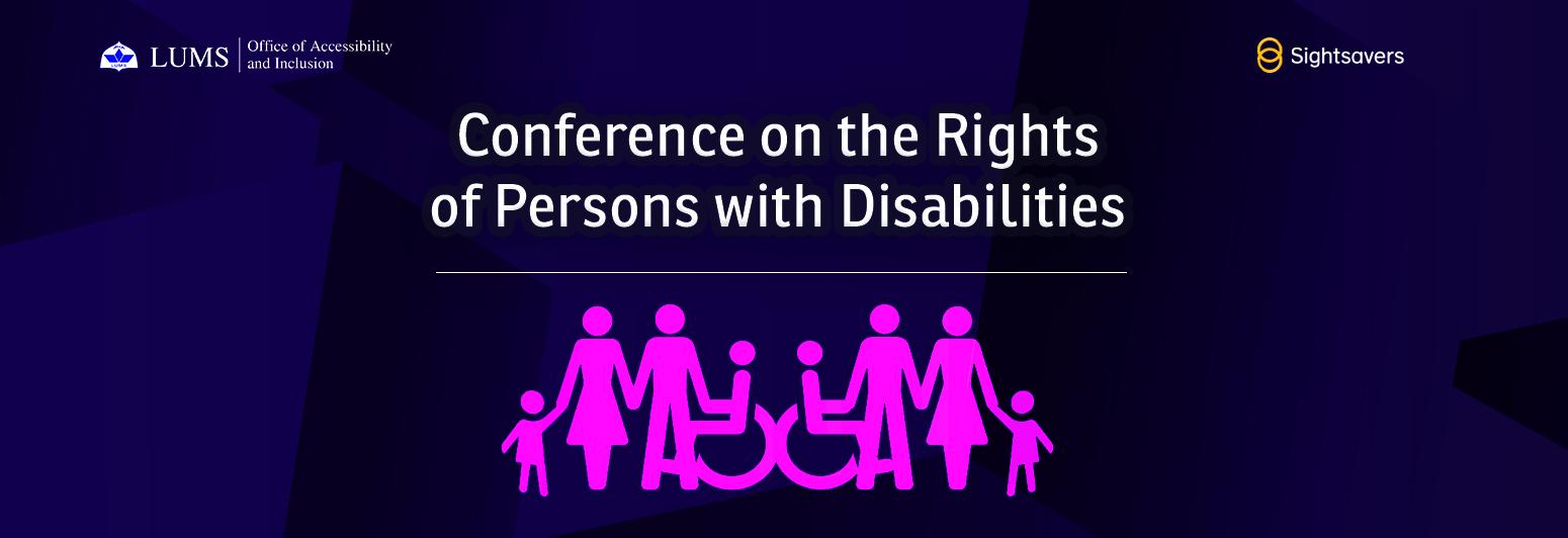 Conference on the Rights of Persons with Disabilities written in white letters over a purple gradient background with an image of diverse figurines of people under the title