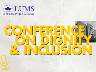 Conference on Dignity and Inclusion written in big bold yellow letters over a greyish background