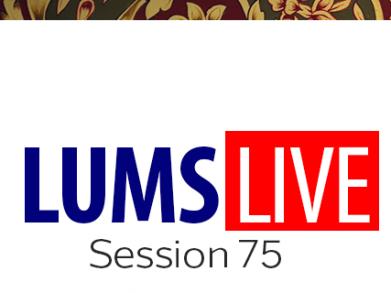 LUMS Live logo on white background with Session 75 written underneath