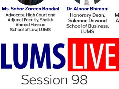 LUMS Live logo on white background with Session 98 written underneath