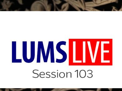LUMS Live logo on white background with Session 103 written underneath