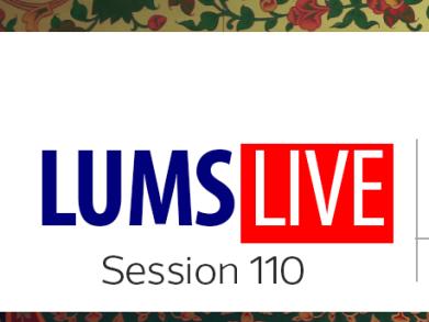 LUMS Live logo on white background with Session 110 written underneath